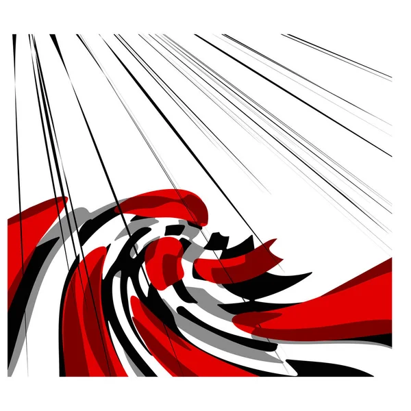 Dynamická Abstraktní Vektorová Ilustrace Tekoucími Červenými Černými Tvary — Stockový vektor