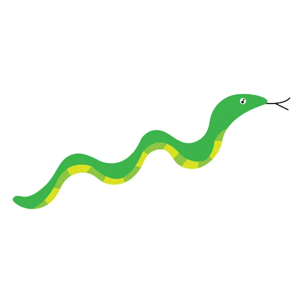 Een Vector Illustratie Van Een Groene Slang Een Witte Achtergrond — Stockvector