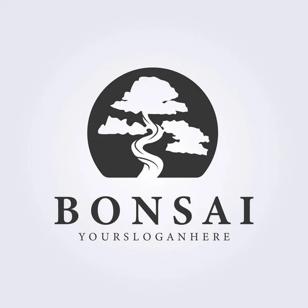 Logo Sylwetką Drogi Drzewami Bonsai Koncepcja Projektu Logo — Wektor stockowy