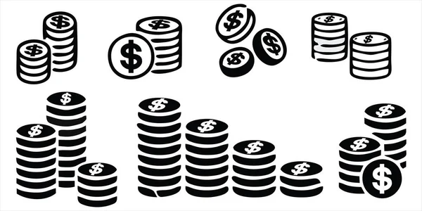 Ein Vektor Mit Geldsymbolen Auf Weißem Hintergrund — Stockvektor
