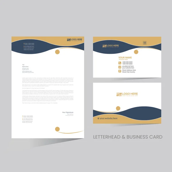 Vector Letterhead Business Card Template Design Minimalist Style — Stock Vector