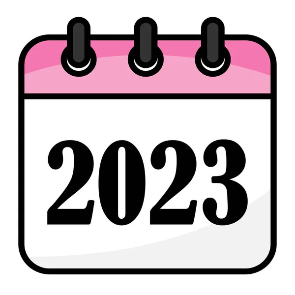 Söt Kalender Året 2023 Vit Isolerad Bakgrund — Stock vektor
