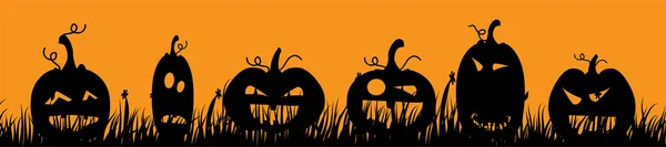 Vector Illustration Halloween Pumpkins Orange Background — Stock Vector