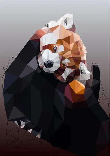 Una Obra Arte Estilo Poligonal Panda Rojo — Vector de stock