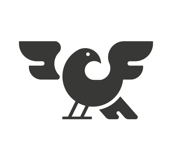 Bird Logo Design Gray Editable Vector Icon White Background — Stock Vector