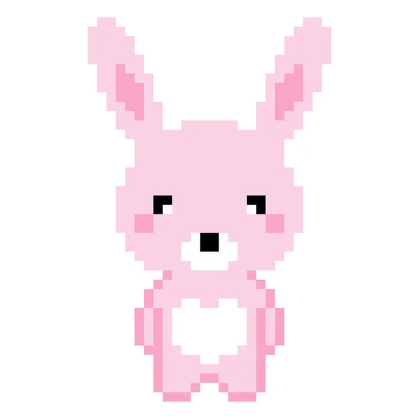 Illustrazione Vettoriale Pixel Art Simpatico Coniglio Isolato Sullo Sfondo Bianco — Vettoriale Stock