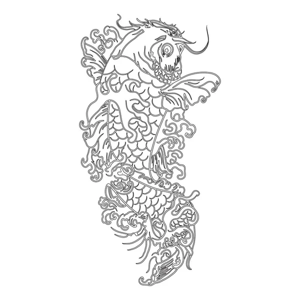 Digital Illustration Svart Och Vit Traditionell Drake Tatuering Design — Stock vektor