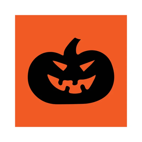 Egy Illusztráció Egy Halloween Faragott Tök Ikon Elszigetelt Narancssárga Alapon — Stock Vector