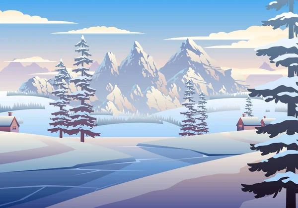 Прекрасний Зимовий Пейзажний Фон — стоковий вектор