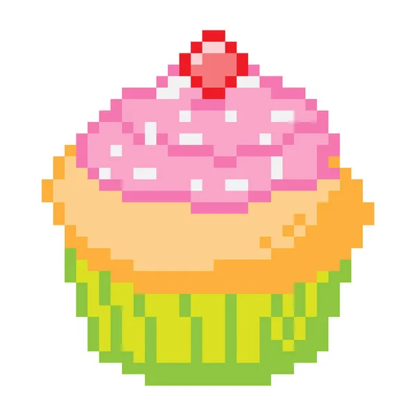 Eine Illustration Einer Muffin Dessertpixelkunst Auf Weißem Hintergrund — Stockvektor