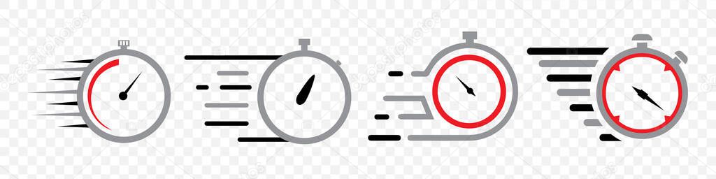 The red and gray designed timer PNG icons pack - timers vector set