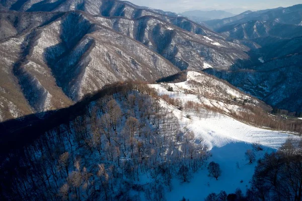 Stock image A drone shot of Carpathians mountains with snow