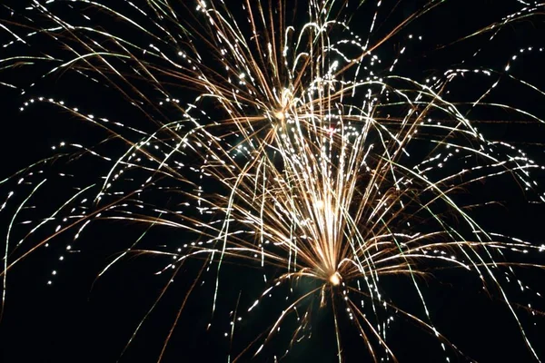 Golden Fireworks Isolated Black Background — Stock Photo, Image
