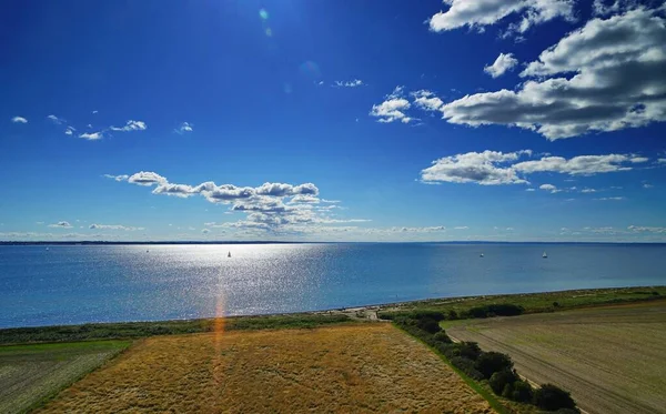 High Angle Shot Field Front Baltic Sea Beautiful Sky Germany — Stock Photo, Image