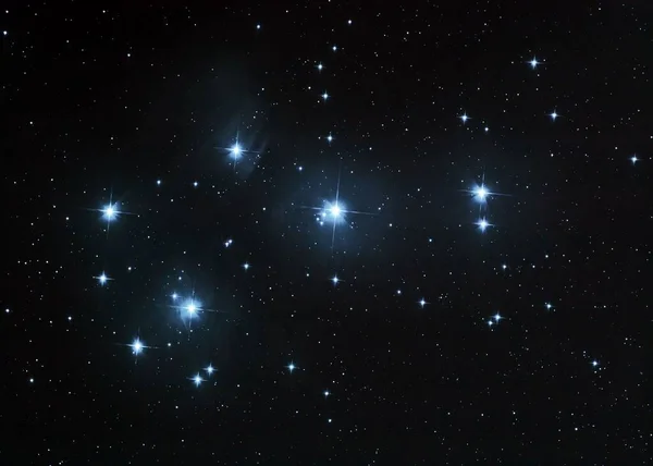 Krásná Scéna Plejades Stars Seven Sisters Černé Obloze — Stock fotografie
