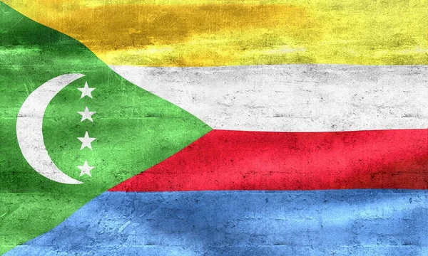 Bandera Comoras Bandera Tela Ondeante Realista — Foto de Stock