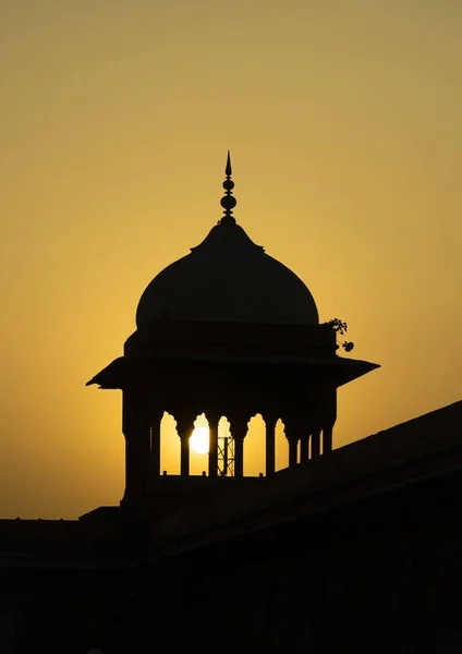 Silhouette Image Silhouette Einer Kuppel Bei Jama Masjid — Stockfoto