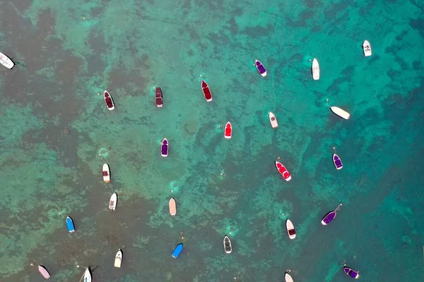 Аэросъемка Лодок Прозрачной Воде Озера Тахо Сша — стоковое фото