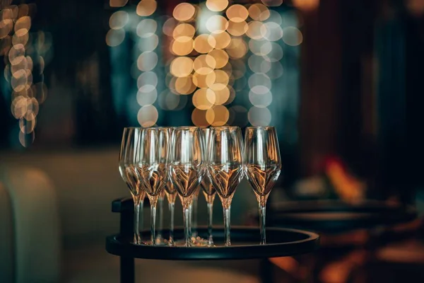 Bild Champagneglas Bakgrunden Bokeh Ljus — Stockfoto