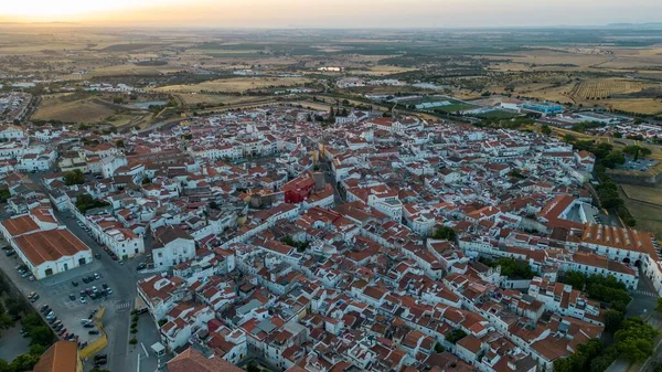 Een Drone Shot Van Gebouwen Huizen Elvas Portugal — Stockfoto