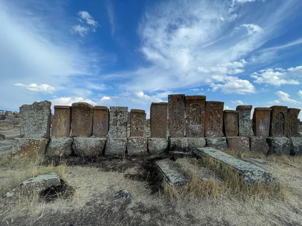 Starověcí Khachkaři Historickém Hřbitově Noratus Arménii — Stock fotografie