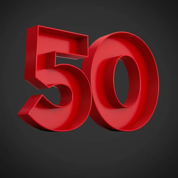红色广告数字50或50的3D插图 底色为黑色 — 图库照片