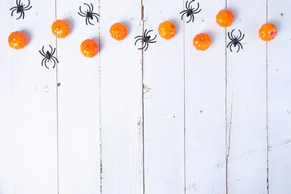 Halloween Themed Background Spiders Resin Pumpkins — Stock Photo, Image