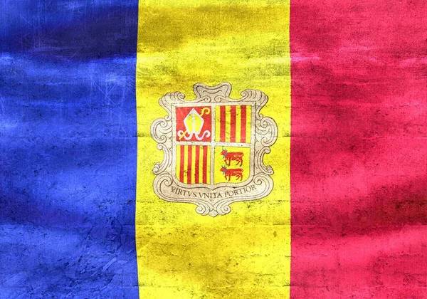Andorra Flag Realistic Waving Fabric Flag — Stock Photo, Image
