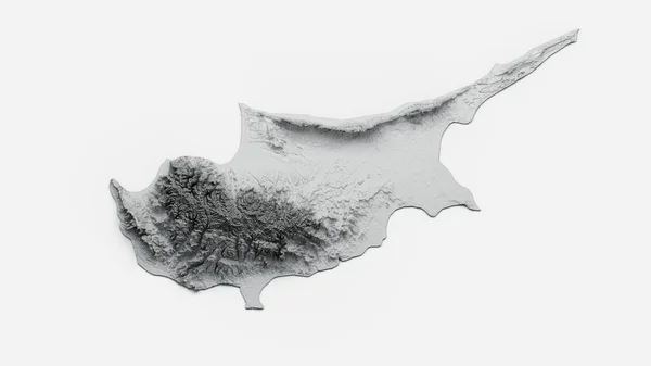 Vykreslení Šedé Kyperské Mapy Izolované Bílém Pozadí — Stock fotografie