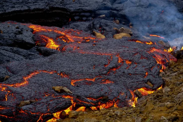 Detailní Pohled Horké Magma Islandu — Stock fotografie