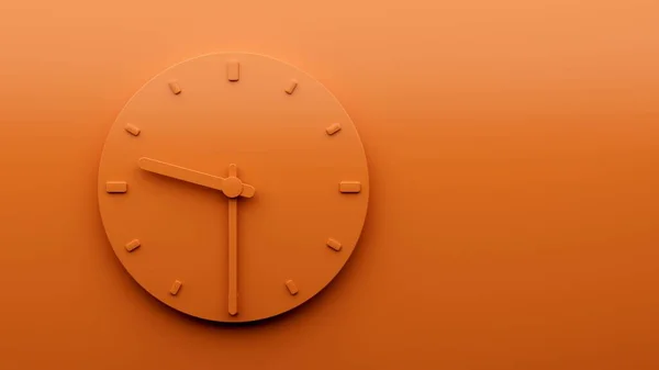 Μια Απόδοση Ενός Μινιμαλιστικού Πορτοκαλί Ρολόι Τοίχου Δείχνει Ένα Τέταρτο — Φωτογραφία Αρχείου