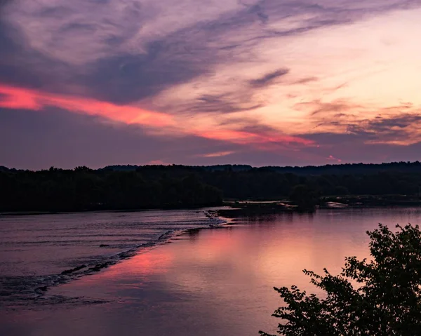 Una Hermosa Puesta Sol Rosa Sobre Río Susquehanna — Foto de Stock
