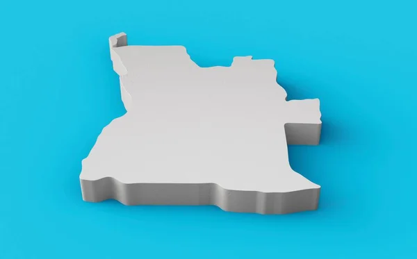 青の背景にアンゴラの地図の3D 銀のレンダリング — ストック写真