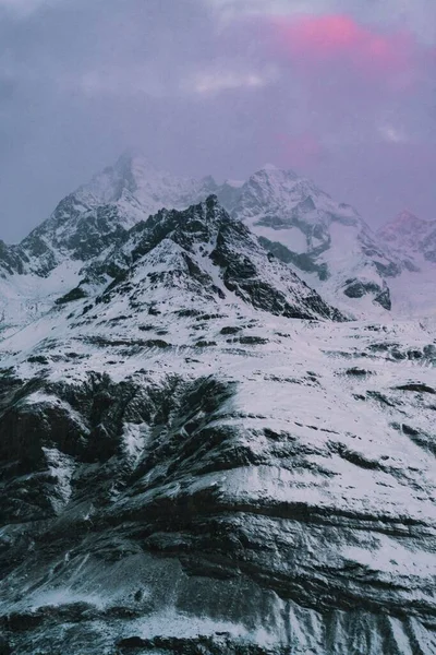 Matterhorn Mest Ikoniska Topparna Alperna Skotten Gjordes Iskall Vintermorgon 2022 — Stockfoto