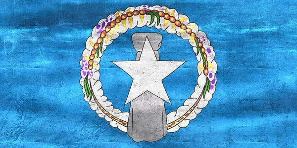 Bandeira Das Ilhas Marianas Bandeira Tecido Ondulação Realista — Fotografia de Stock