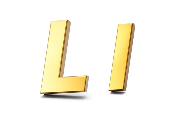 黄金の文字LとIの3Dレンダリング白い背景に — ストック写真