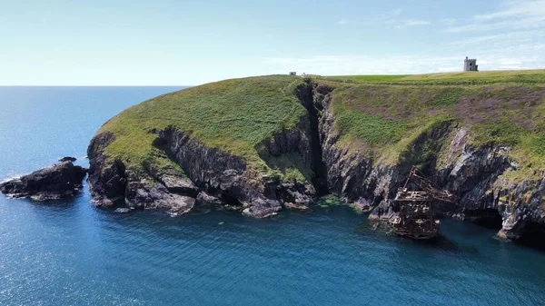 Aerial View Sea Surrounded Cliffs Ireland — Stock Photo, Image