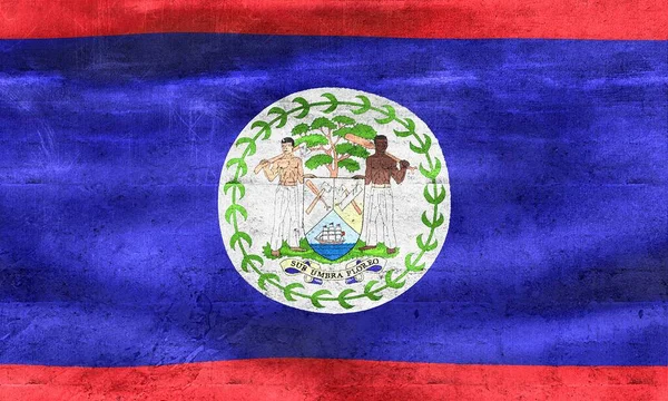 Belize Flag Realistic Waving Fabric Flag — Stock Photo, Image