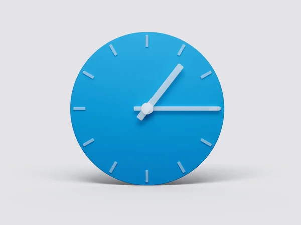 白色背景上蓝色墙壁时钟的3D图像 显示1 15或1 15的浅色彩色背景 — 图库照片