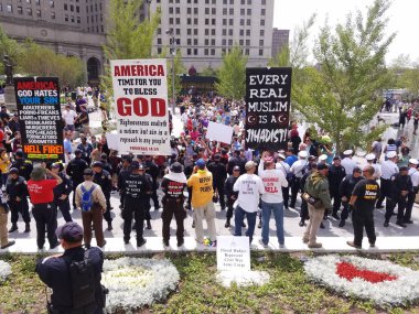 A protest in Cleveland during the Republican National Convention clipart