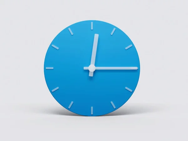 Renderowanie Minimalistyczny Niebieski Zegar Ścienny Pokazuje Godzina Szarym Tle — Zdjęcie stockowe