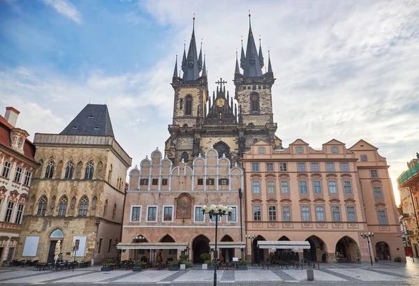 Une Vue Panoramique Église Notre Dame Tyn Dans Ville Prague — Photo