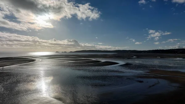 Malowniczy Widok Brzeg Plaży Gower Znajduje Się Walii Wielka Brytania — Zdjęcie stockowe