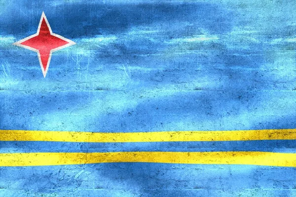 Bandera Aruba Bandera Tela Ondeante Realista — Foto de Stock