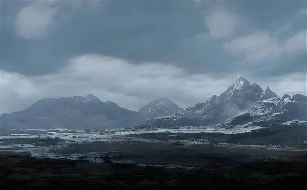 Esempio Natura Con Ghiaccio Montagne Rocciose Coperte Neve Sotto Cielo — Foto Stock
