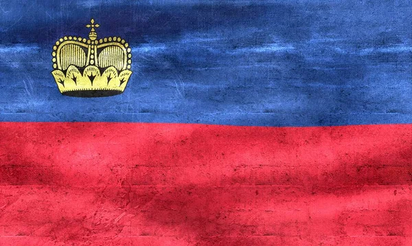 Bandera Liechtenstein Bandera Tela Ondeante Realista —  Fotos de Stock