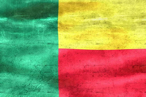 Benin Flagga Realistisk Vinka Tyg Flagga — Stockfoto