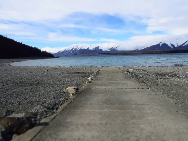 Cesta Vedoucí Jezeru Tekapo Horské Krajině Novém Zélandu — Stock fotografie