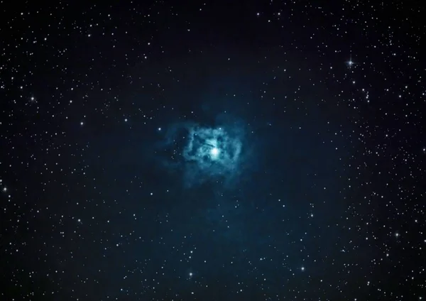 Gorgeous View Iris Nebula Glowing Blue Bright Stars Night Sky — Stock Photo, Image