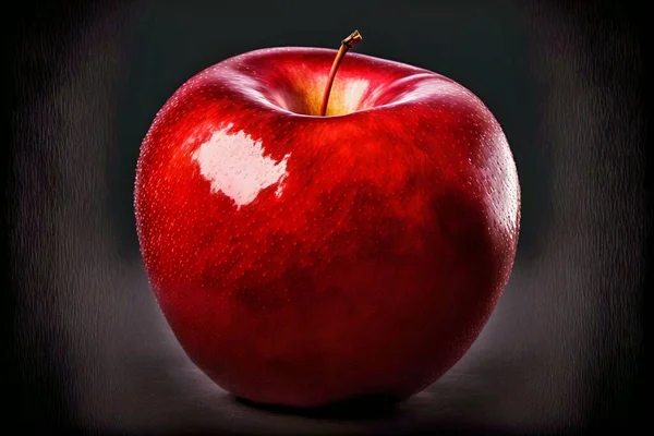 Červené Jablko Kapkami Vody Izolované Černém Pozadí Ideální Pro Tapety — Stock fotografie